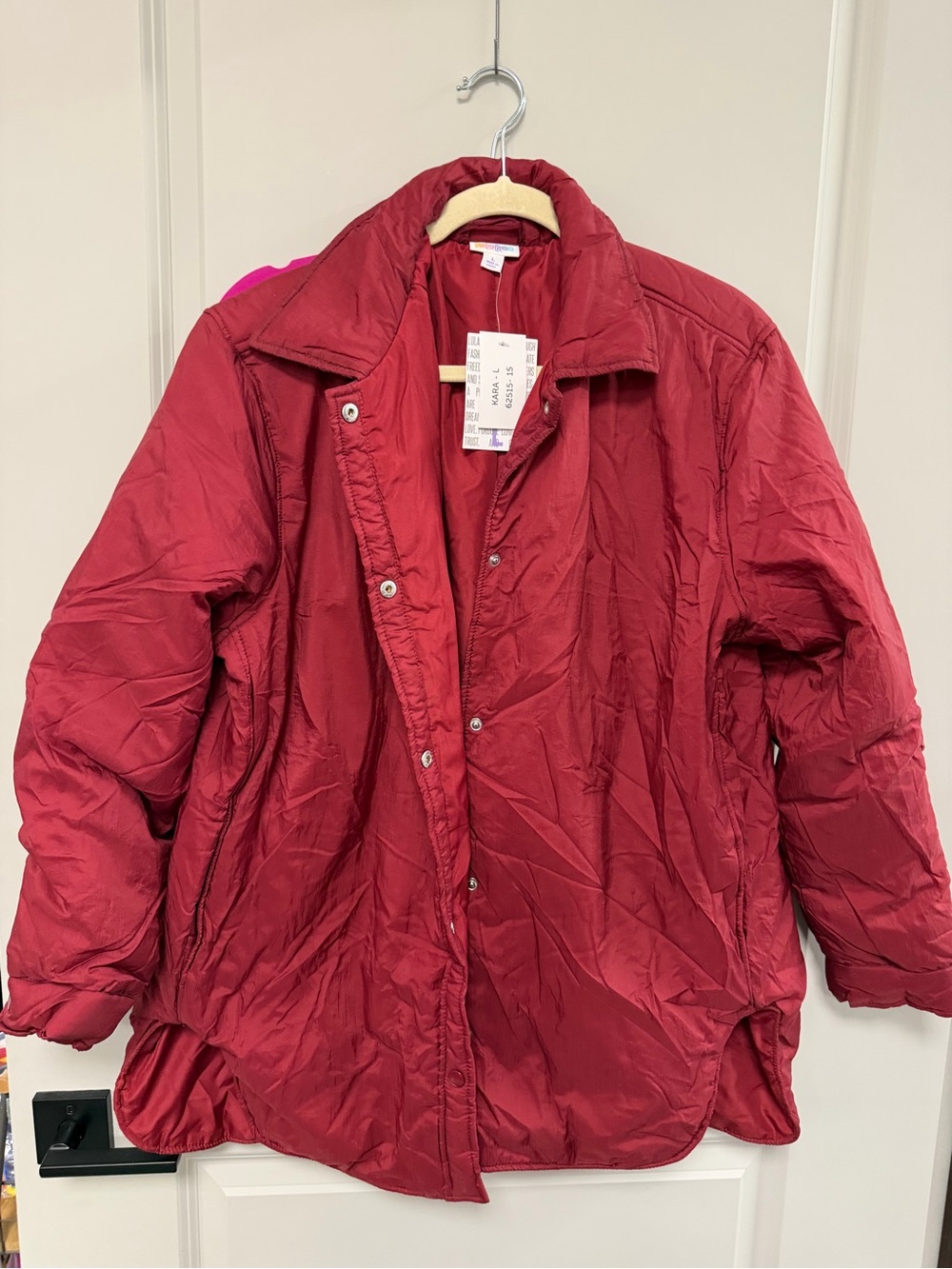 LuLaRoe Crimson Red Quilted Puffer Jacket
